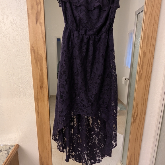 Trixxi Dresses & Skirts - Trixxi Dark Purple Lace High-Low Dress